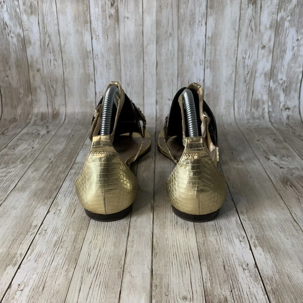 Vince‎ Camuto Valeen Women's Gold Jeweled Thong Ankle Strap Size 9m Sandals